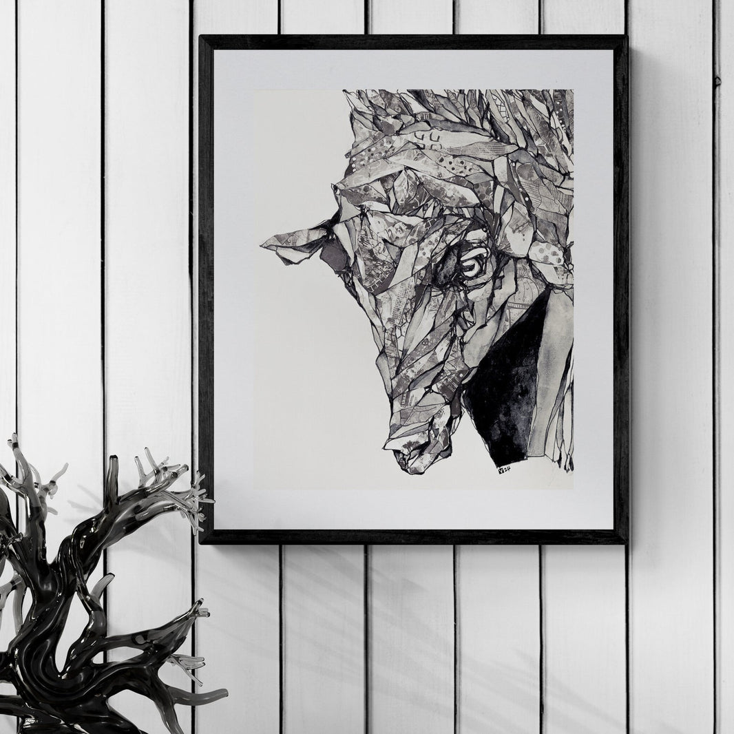 Modern Abstract Cow Painting: Beauty in the Beast - Mixed Media Fine Art Wall Decor - Print only