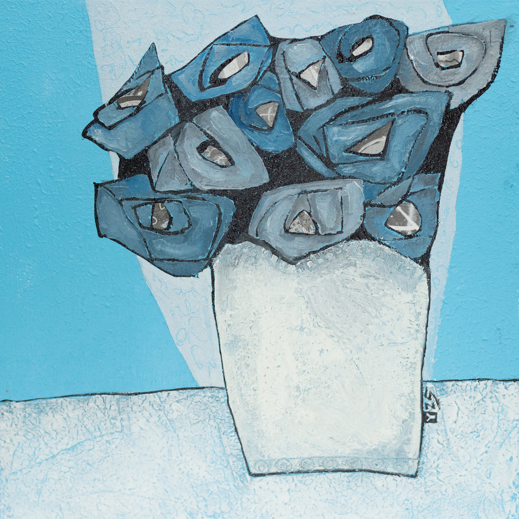 Blue Roses - 12x12 inches print on canvas, Limited Edition 1/10, 1.5 inch Gallery wrap