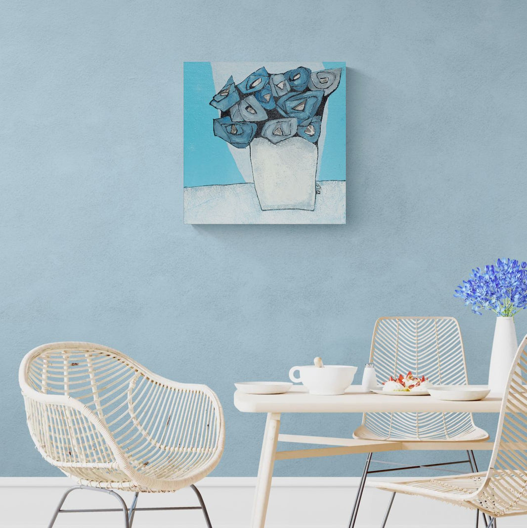 Blue Roses - 12x12 inches print on canvas, Limited Edition 1/10, 1.5 inch Gallery wrap