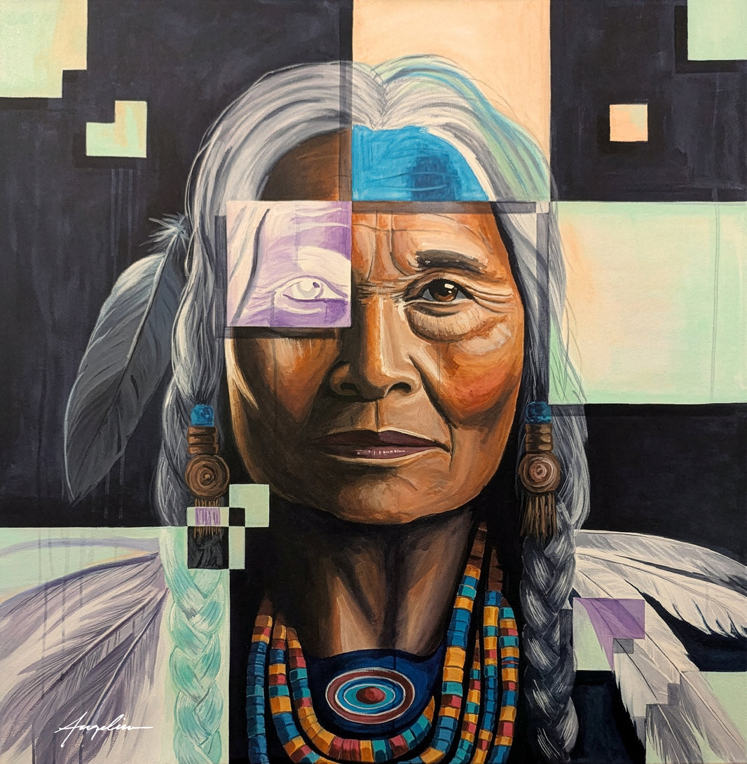 Mosaic of a Matriarch I: Native American - Print by Angeline Collier