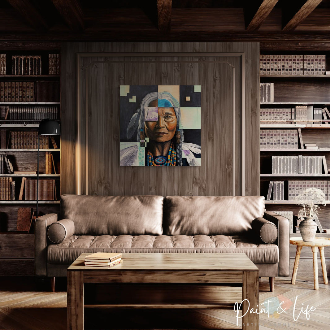 Mosaic of a Matriarch I: Native American - Print by Angeline Collier