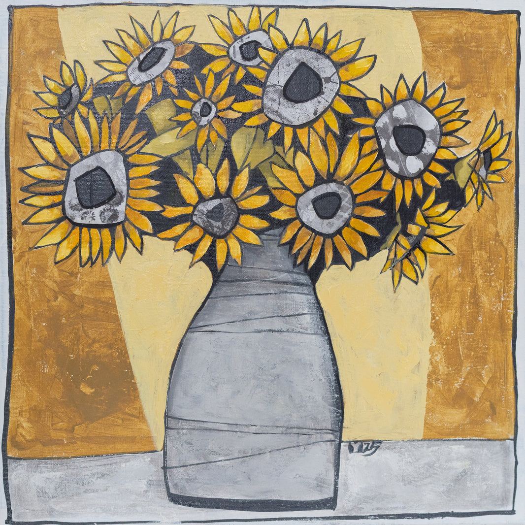 Sunflower Vase- 12x12 inches print on canvas, Limited Edition 1/10, 1.5 inch Gallery wrap