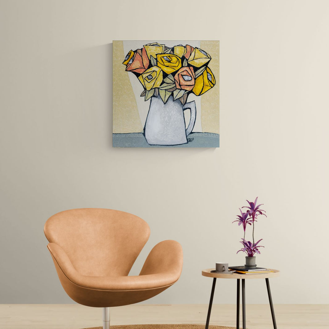 Yellow Roses - 12x12 inches print on canvas, Limited Edition 1/10, 1.5 inch Gallery wrap