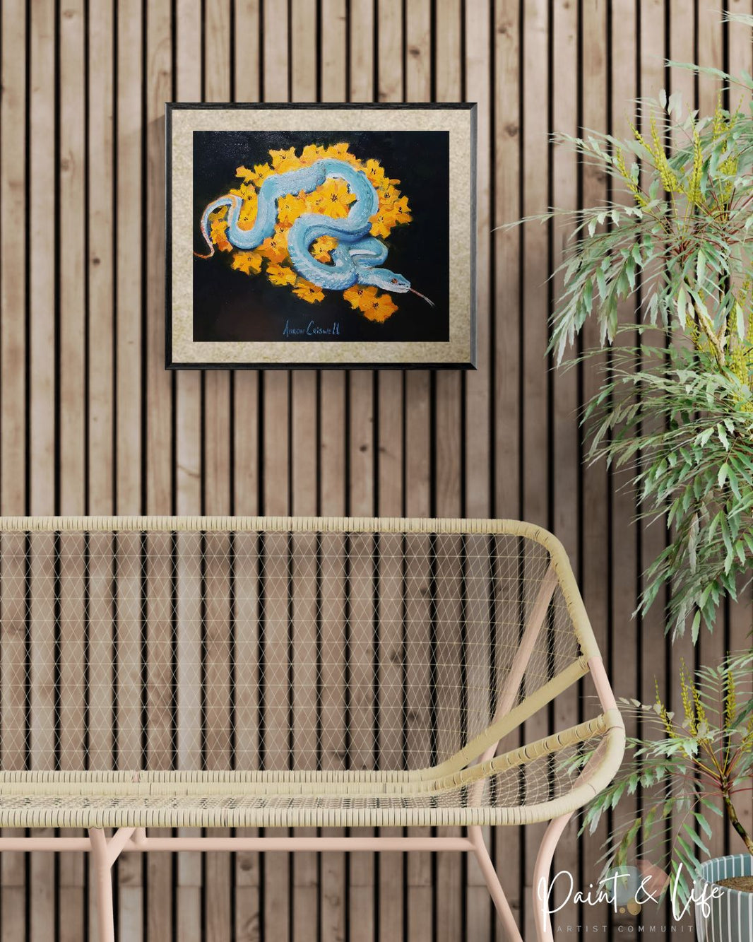 Blue insularis pit viper - Print by Aaron Criswell