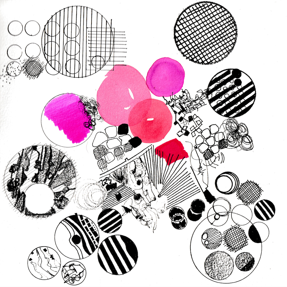 Circles and Pink - 5x5 inches print by Rebecca Howdeshell