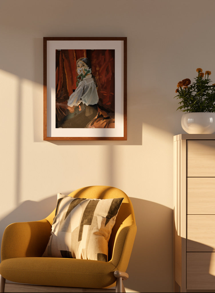 Hiding behind flowers - Print by Aaron Criswell