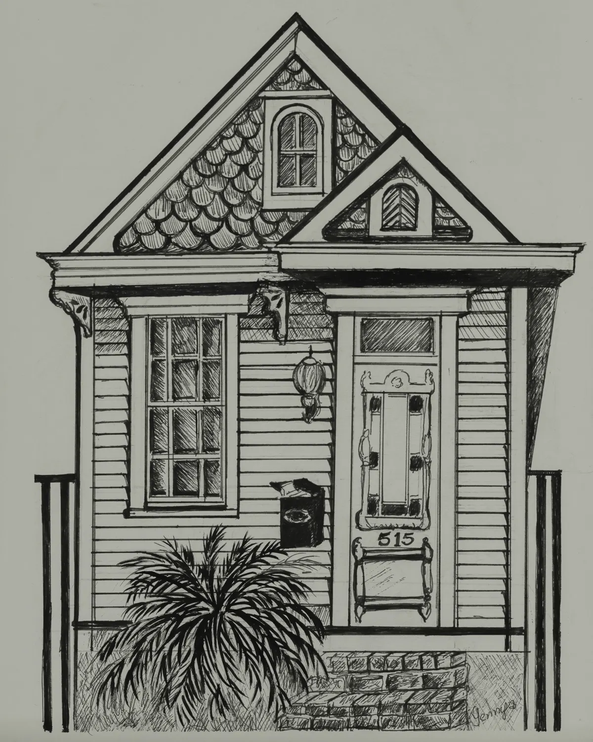 NOLA Shotgun House IX - 8 x 11 inches Print by Yenny (Jenny Archbold)